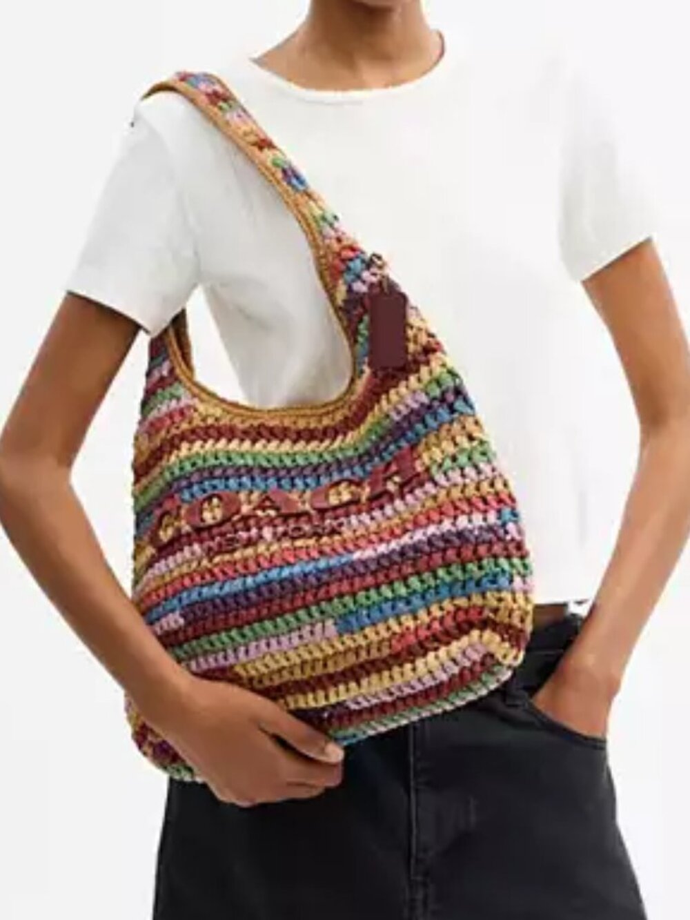 COACH BROOKLYN LARGE MULTI STRAW SHOULDER BAG 34 NWT